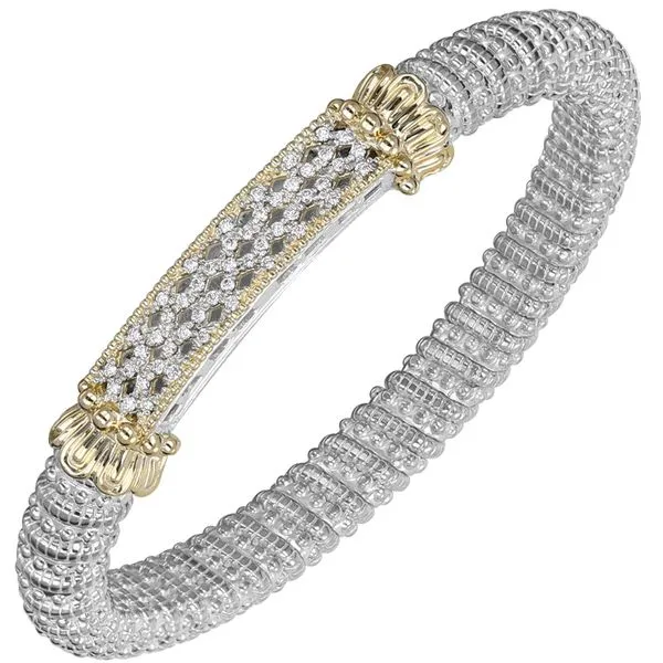 14K Yellow Gold & Sterling Silver 8mm Closed Cuff Diamond Br Koerbers