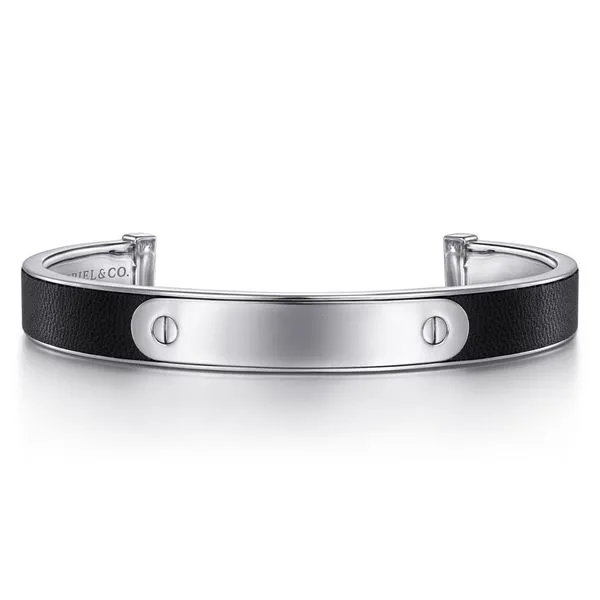 Sterling Silver and Leather Open ID Bracelet Koerbers Fine Jewelry Inc New Albany, IN