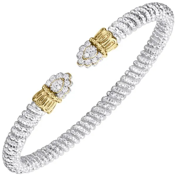Two Tone Sterling Silver and 14K Yellow Gold Open Cuff Diamond Bracelet Koerbers Fine Jewelry Inc New Albany, IN