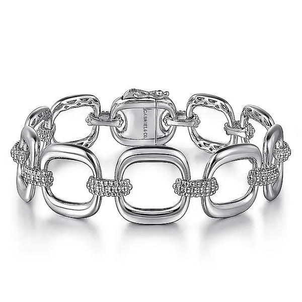925 Sterling Silver Pave Bujukan and Cushion Shape Link Chain Bracelet Koerbers Fine Jewelry Inc New Albany, IN
