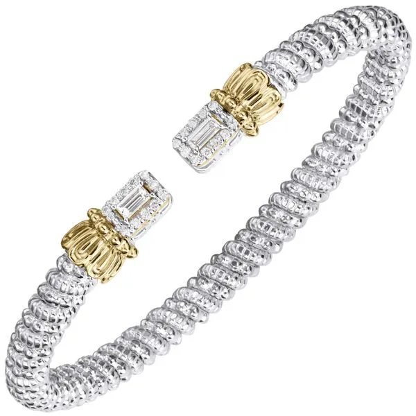 14K Yellow Gold & Sterling Silver Open Cuff Diamond Bracelet Koerbers Fine Jewelry Inc New Albany, IN