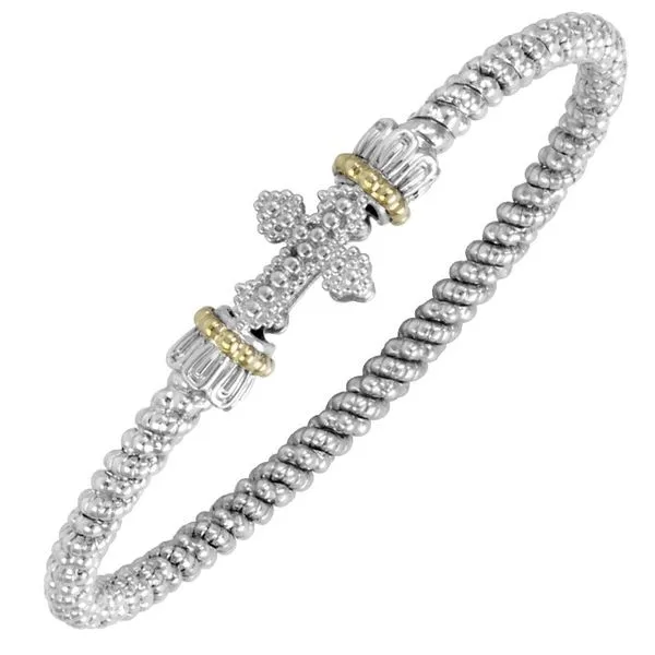 14K Yellow Gold and Sterling Silver Closed Cuff Cross Bracelet Koerbers Fine Jewelry Inc New Albany, IN