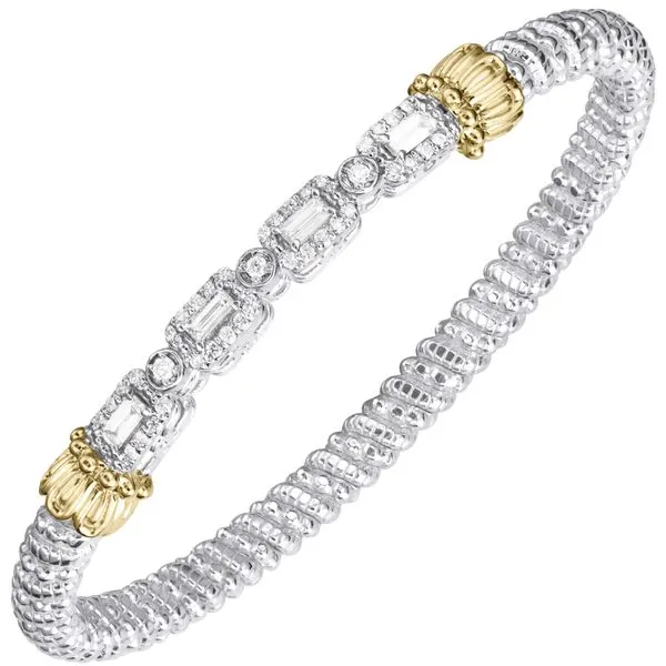 14K Yellow Gold & Sterling Silver Closed Cuff Diamond Bracelet Koerbers Fine Jewelry Inc New Albany, IN