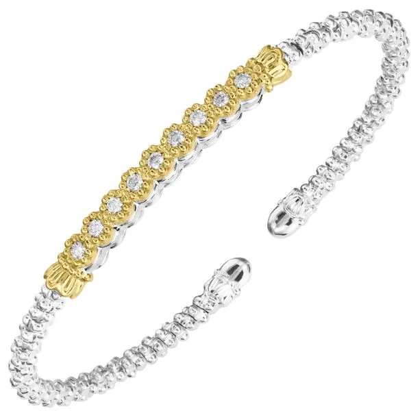 14K Yellow Gold & Sterling Silver Open Cuff Diamond Bracelet Koerbers Fine Jewelry Inc New Albany, IN