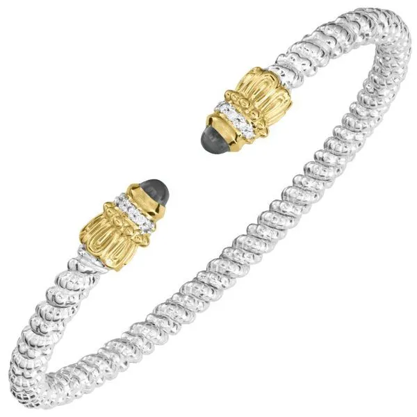 14K Yellow Gold & Sterling Silver Open Cuff Black Onyx and Diamond Bracelet Koerbers Fine Jewelry Inc New Albany, IN