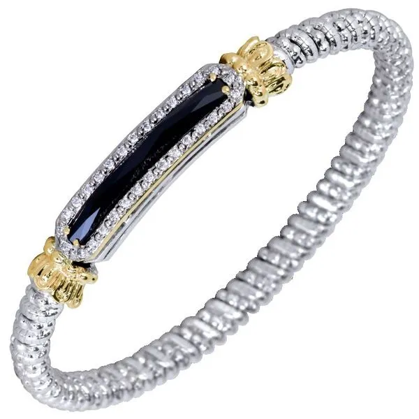 Sterling Silver & 14K Yellow Gold Black Onyx Bangle Bracelet Koerbers Fine Jewelry Inc New Albany, IN