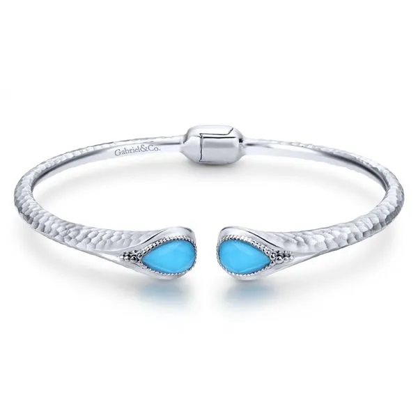 Sterling Silver Rock Crystal and Turquoise Split Bangle Koerbers Fine Jewelry Inc New Albany, IN