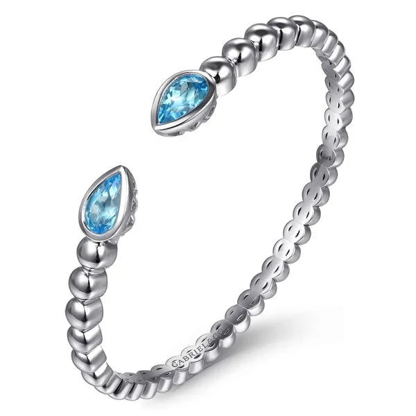 925 Sterling Silver Bujukan and Pear Shape Blue Topaz Split Bangle Bracelet Image 2 Koerbers Fine Jewelry Inc New Albany, IN