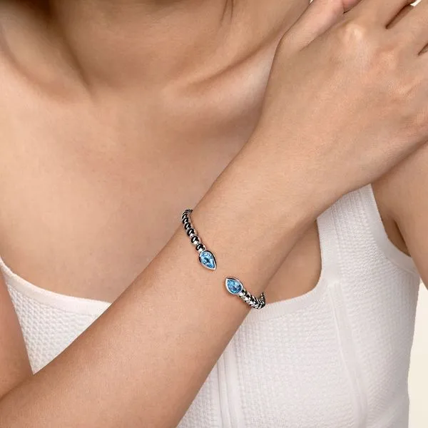 925 Sterling Silver Bujukan and Pear Shape Blue Topaz Split Bangle Bracelet Image 4 Koerbers Fine Jewelry Inc New Albany, IN