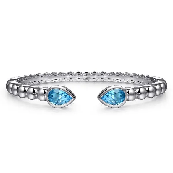925 Sterling Silver Bujukan and Pear Shape Blue Topaz Split Bangle Bracelet Koerbers Fine Jewelry Inc New Albany, IN