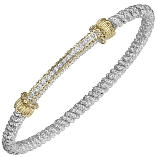 14K Yellow Gold and Sterling Silver Diamond Closed Cuff Bracelet Koerbers Fine Jewelry Inc New Albany, IN