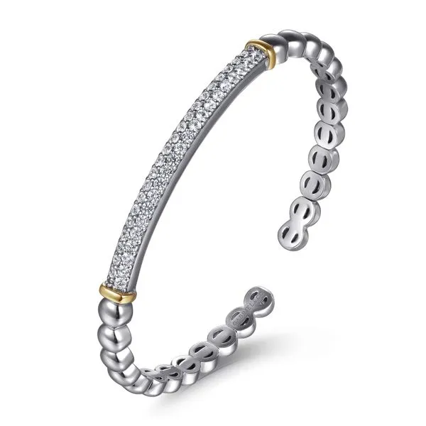 14K Yellow Gold and 925 Sterling Silver Bujukan White Sapphire Open Bangle Bracelet Image 2 Koerbers Fine Jewelry Inc New Albany, IN