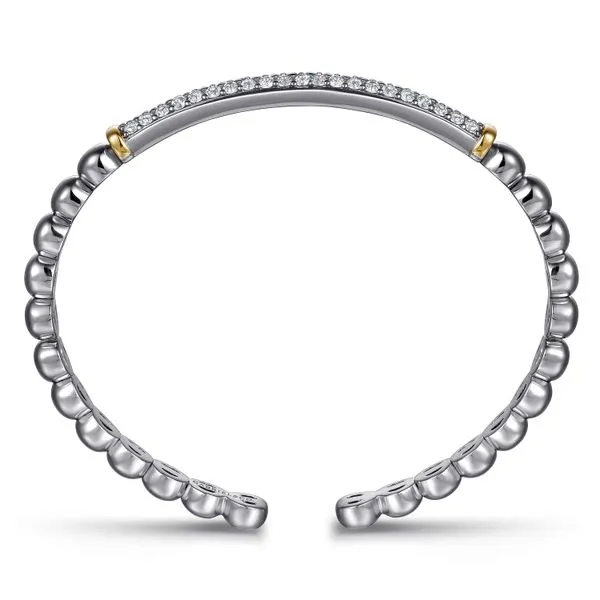 14K Yellow Gold and 925 Sterling Silver Bujukan White Sapphire Open Bangle Bracelet Image 3 Koerbers Fine Jewelry Inc New Albany, IN