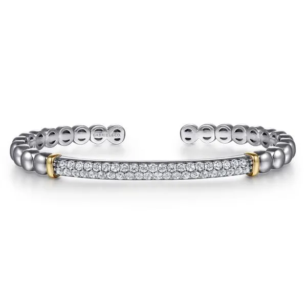14K Yellow Gold and 925 Sterling Silver Bujukan White Sapphire Open Bangle Bracelet Koerbers Fine Jewelry Inc New Albany, IN