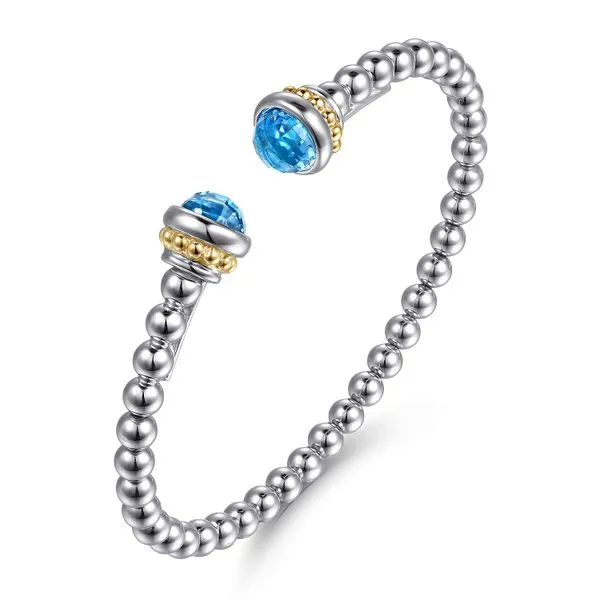 14K Yellow Gold and 925 Sterling Silver Blue Topaz Bujukan Open Bangle Image 2 Koerbers Fine Jewelry Inc New Albany, IN