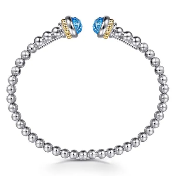 14K Yellow Gold and 925 Sterling Silver Blue Topaz Bujukan Open Bangle Image 3 Koerbers Fine Jewelry Inc New Albany, IN