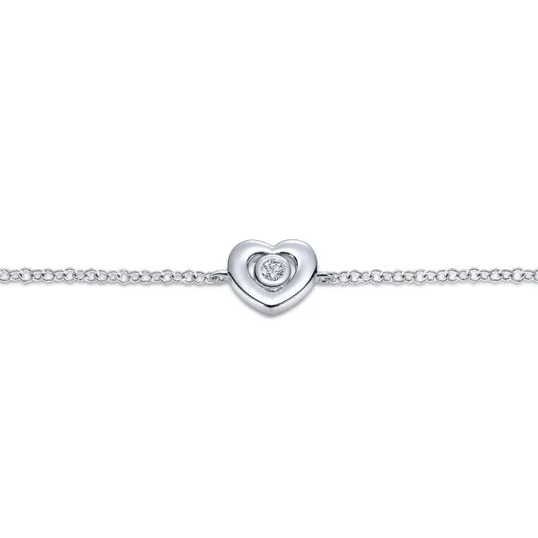 925 Sterling Silver White Sapphire Heart Chain Bracelet Image 2 Koerbers Fine Jewelry Inc New Albany, IN