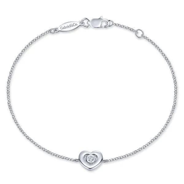 925 Sterling Silver White Sapphire Heart Chain Bracelet Koerbers Fine Jewelry Inc New Albany, IN