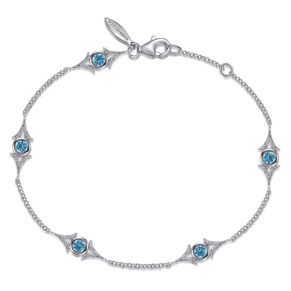 925 Sterling Silver Swiss Blue Topaz Station Bracelet Koerbers Fine Jewelry Inc New Albany, IN