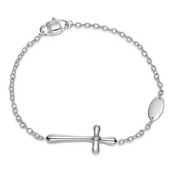 925 Sterling Silver Cross Diamond Bracelet Koerbers Fine Jewelry Inc New Albany, IN