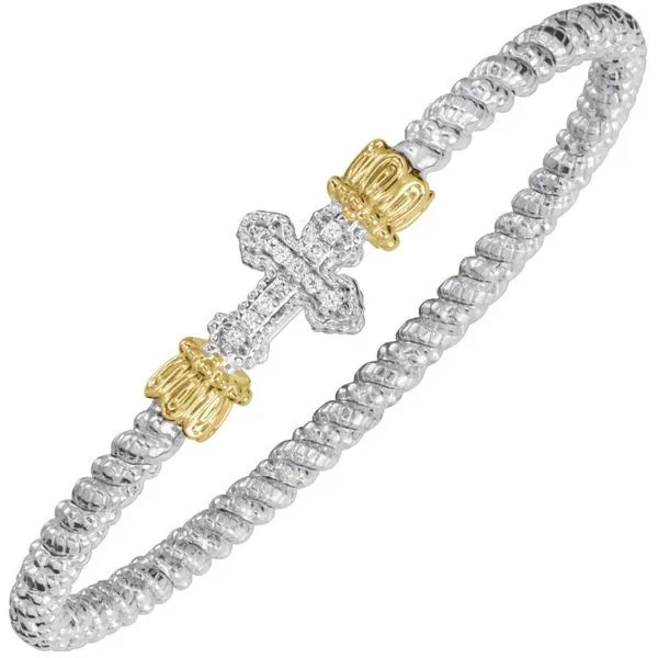 14K Yellow Gold & Sterling Silver Cross Closed Cuff Bracelet Koerbers Fine Jewelry Inc New Albany, IN