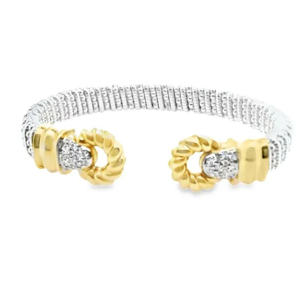 14K Yellow Gold and Sterling Silver Open Cuff Diamond Bracelet Koerbers Fine Jewelry Inc New Albany, IN