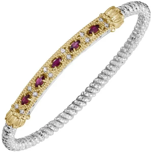 14K Yellow Gold and Sterling Silver Ruby and Diamond Bangle Bracelet Koerbers Fine Jewelry Inc New Albany, IN