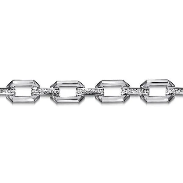 925 Sterling Silver White Sapphire Link Chain Tennis Bracelet Image 2 Koerbers Fine Jewelry Inc New Albany, IN