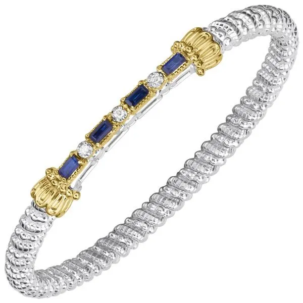 Sterling Silver & 14K Yellow Gold Blue Sapphire and Diamond Bangle Bracelet Koerbers Fine Jewelry Inc New Albany, IN