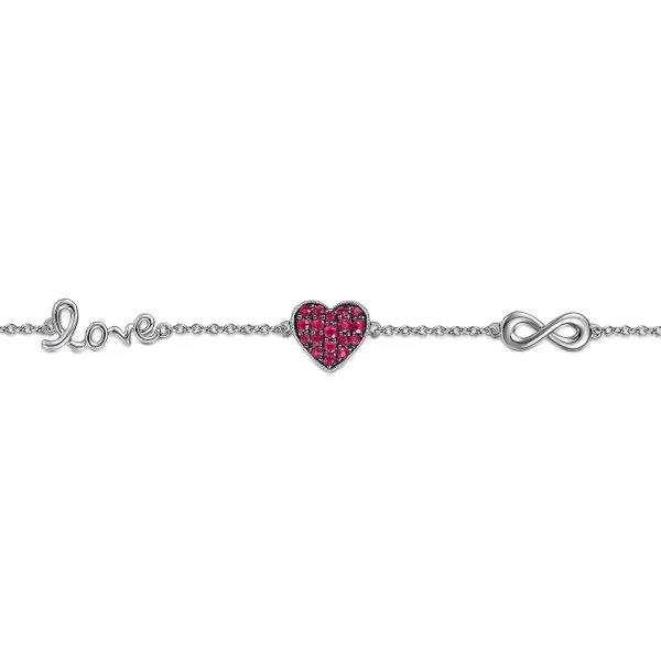 Sterling Silver Ruby Heart Love Infinity Bracelet Image 2 Koerbers Fine Jewelry Inc New Albany, IN