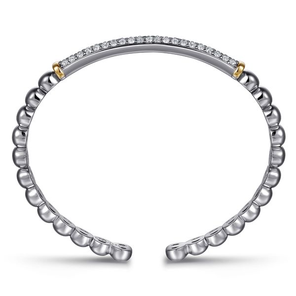 14K Yellow Gold and 925 Sterling Silver Bujukan White Sapphire Open Bangle Bracelet Image 3 Koerbers Fine Jewelry Inc New Albany, IN