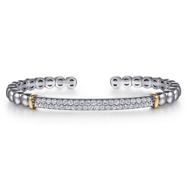 14K Yellow Gold and 925 Sterling Silver Bujukan White Sapphire Open Bangle Bracelet Koerbers Fine Jewelry Inc New Albany, IN