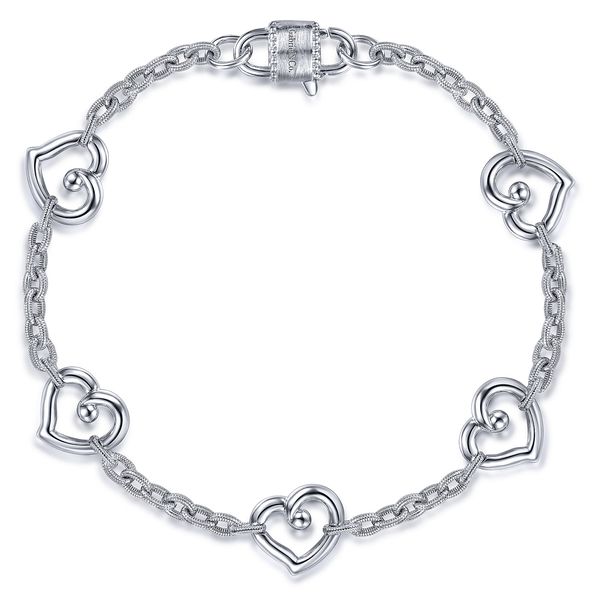 925 Sterling Silver Heart Station Chain Bracelet Koerbers Fine Jewelry Inc New Albany, IN