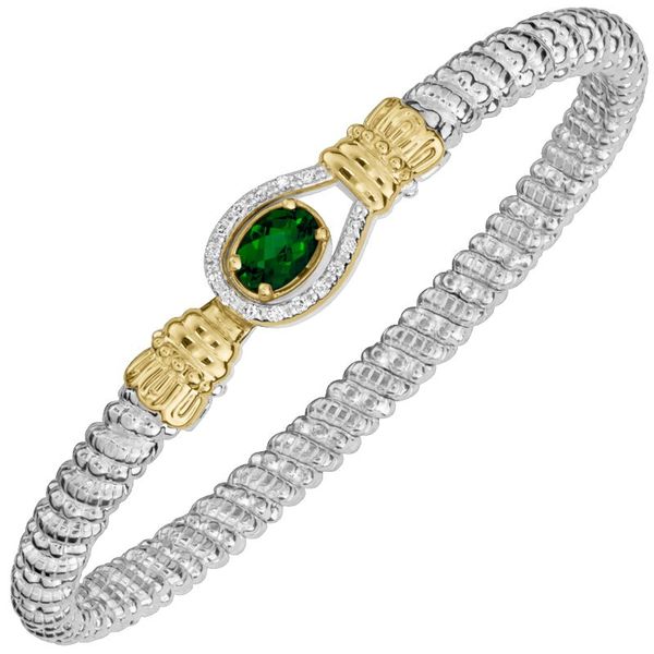 Sterling Silver and 14K Yellow Gold Chrome Diopside Bangle Bracelet Koerbers Fine Jewelry Inc New Albany, IN