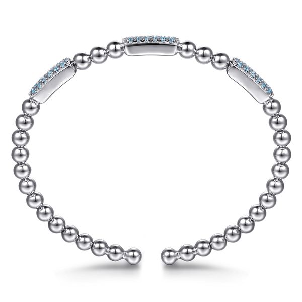 925 Sterling Silver Blue Topaz Pave Three Station Bar Bujukan Beads Split Bangle Bracelet Image 3 Koerbers Fine Jewelry Inc New Albany, IN