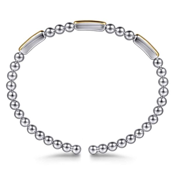 14K Yellow Gold And 925 Sterling Silver Three Station Bar Bujukan Bangle Bracelet Image 3 Koerbers Fine Jewelry Inc New Albany, IN