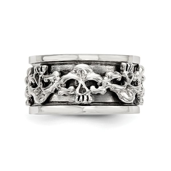 Sterling Silver Polished Spinning Center Antiqued Skull Ring Koerbers Fine Jewelry Inc New Albany, IN