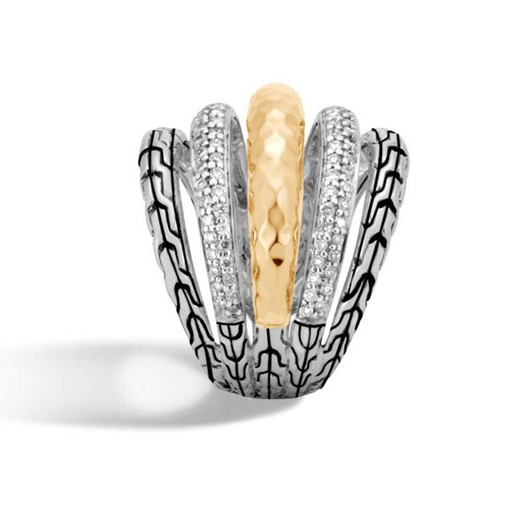Sterling Silver and 18K Yellow Gold Classic Chain Hammered Ring Image 2 Koerbers Fine Jewelry Inc New Albany, IN