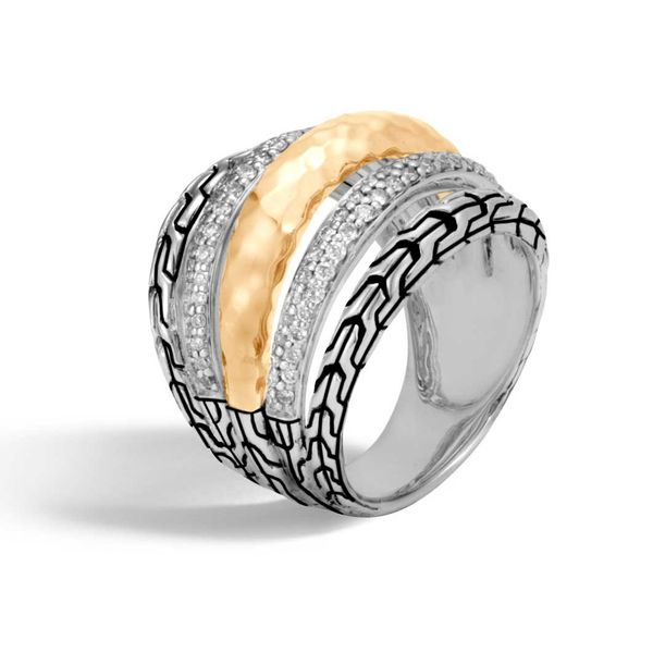 Sterling Silver and 18K Yellow Gold Classic Chain Hammered Ring Image 3 Koerbers Fine Jewelry Inc New Albany, IN