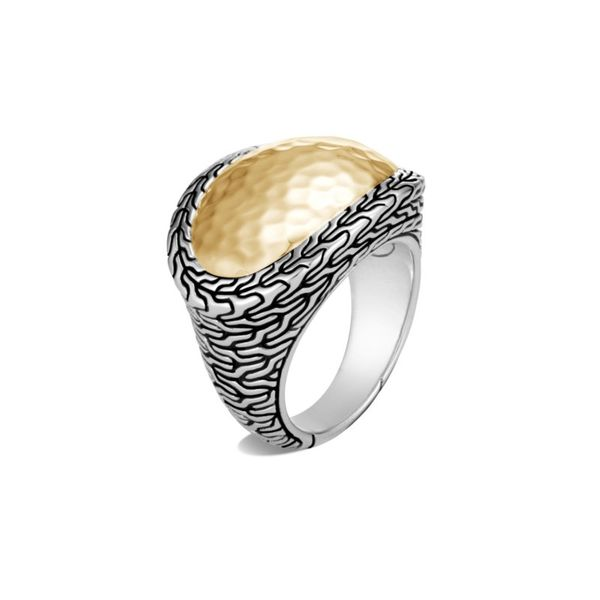 Sterling Silver and 18K Bonded Yellow Gold Classic Chain Hammered Ring Koerbers Fine Jewelry Inc New Albany, IN