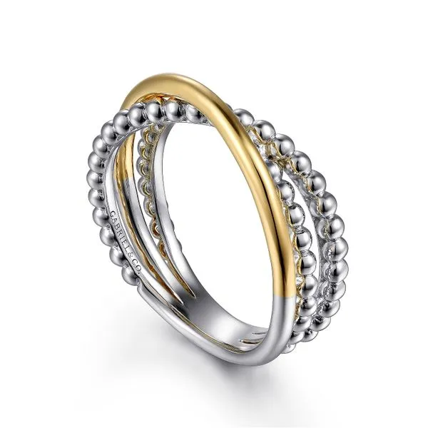 925 Sterling Silver and 14K Yellow Gold Criss-Cross Ring Image 3 Koerbers Fine Jewelry Inc New Albany, IN