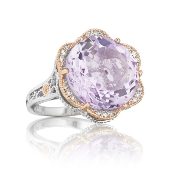 18K Rose Gold Round Amethyst and Diamond Fashion Ring Koerbers Fine Jewelry Inc New Albany, IN
