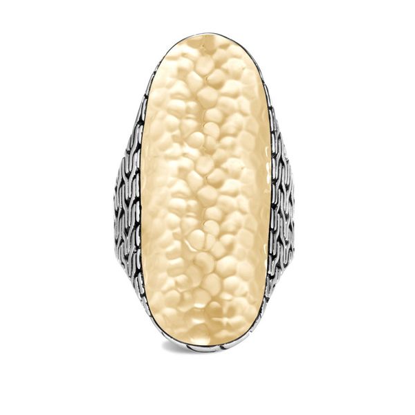 Sterling Silver and 18K Bonded Yellow Gold Classic Chain Hammered Saddle Ring Koerbers Fine Jewelry Inc New Albany, IN