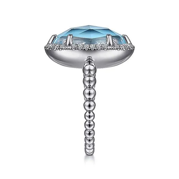 925 Sterling Silver White Sapphire and Rock Crystal and Turquoise Ladies Ring Image 4 Koerbers Fine Jewelry Inc New Albany, IN
