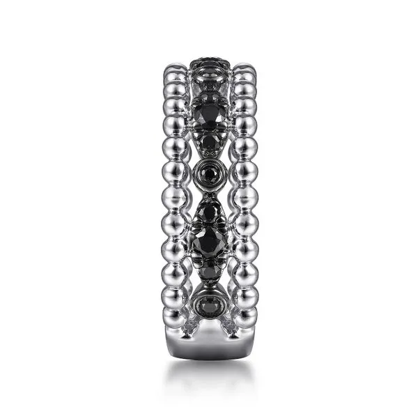 925 Sterling Silver Black Spinel Bujukan Easy Stackable Ladies Ring Image 4 Koerbers Fine Jewelry Inc New Albany, IN