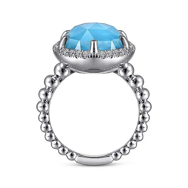 925 Sterling Silver White Sapphire and Rock Crystal and Turquoise Ladies Ring Image 2 Koerbers Fine Jewelry Inc New Albany, IN
