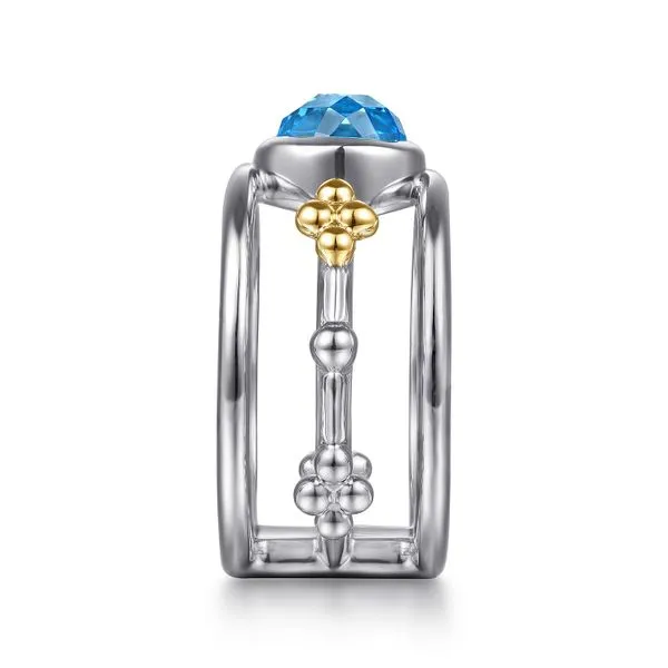 14K Yellow Gold and 925 Sterling Silver Bujukan Blue Topaz Wide Band Ring Image 3 Koerbers Fine Jewelry Inc New Albany, IN