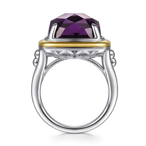 14K Yellow Gold and 925 Sterling Silver Bujukan Cushion Amethyst Cocktail Ring Image 2 Koerbers Fine Jewelry Inc New Albany, IN