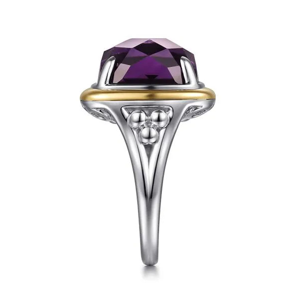 14K Yellow Gold and 925 Sterling Silver Bujukan Cushion Amethyst Cocktail Ring Image 4 Koerbers Fine Jewelry Inc New Albany, IN