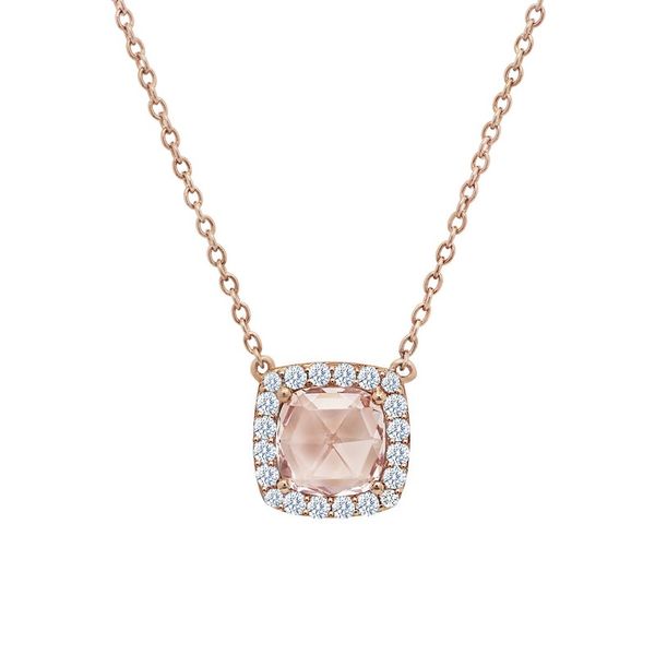 Sterling Silver Plated with Rose Gold Cushion Halo Necklace Koerbers Fine Jewelry Inc New Albany, IN